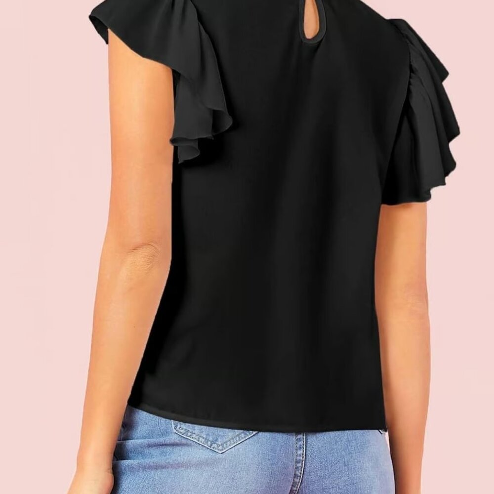 Women's Collar Cap Sleeve Office Blouse size M - Picture 2 of 5